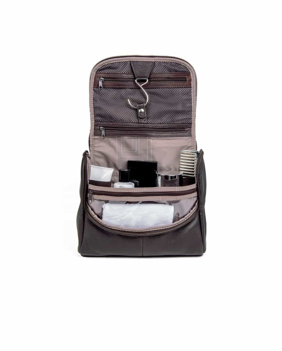 Country toilet bag dark brown inside var